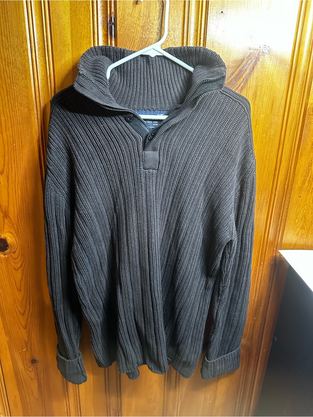 Polo by Ralph Lauren Charcoal Ribbed Zip-Front Sweater